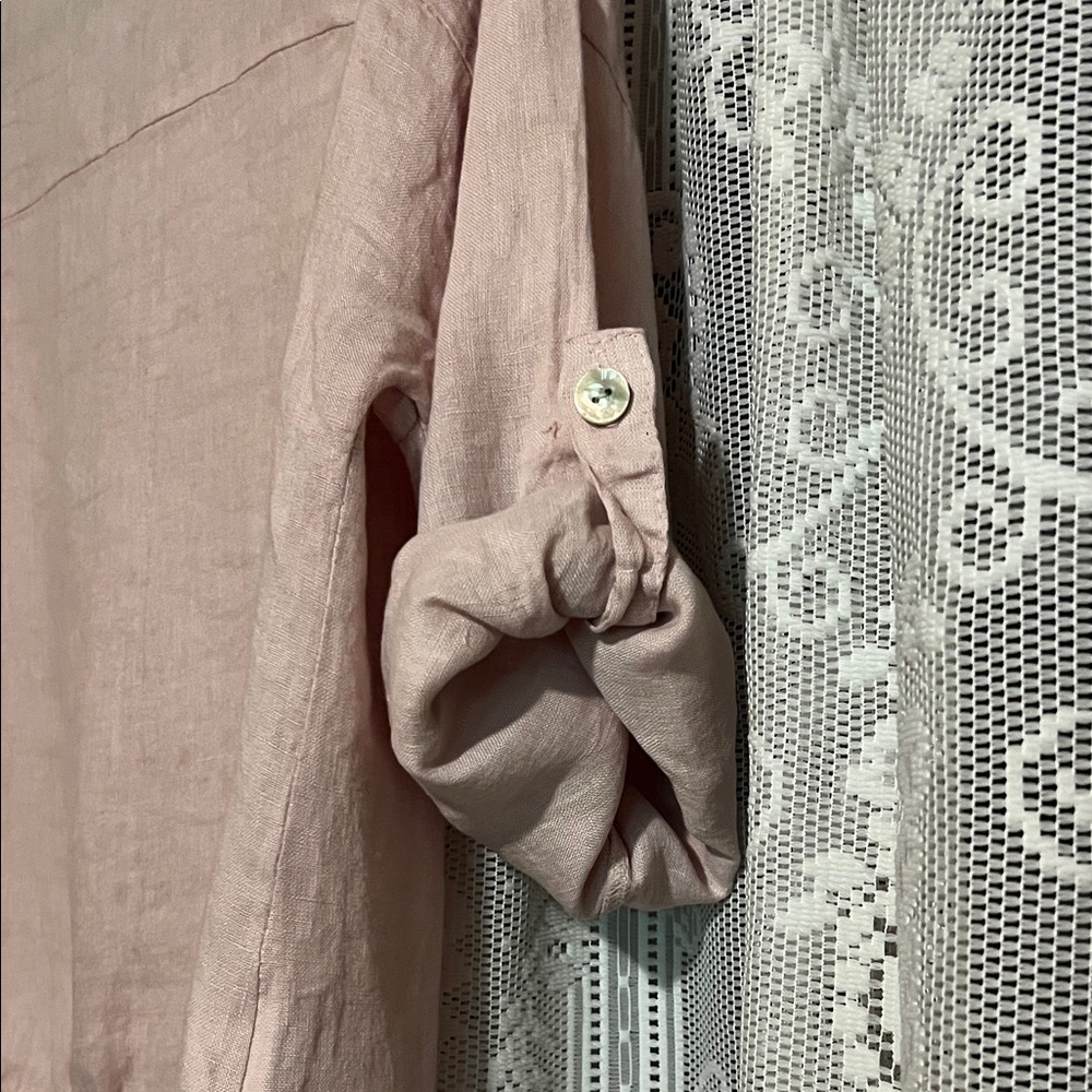 Puro Lino Pink Linen Blouse - Picture 7 of 7